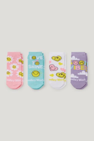 Toddler Girls - Confezione da 4 - SmileyWorld® - calze con motivo - rosa