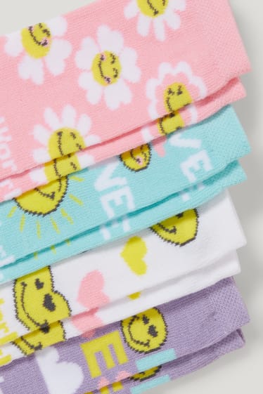 Toddler Girls - Confezione da 4 - SmileyWorld® - calze con motivo - rosa