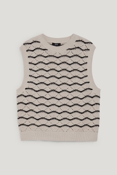 Femmes - Pull sans manches - contient des fibres de chanvre - beige