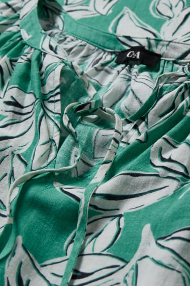 Dámské - Šaty - lněná směs - zelená