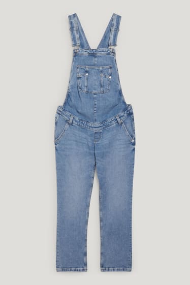 Damen - Umstands-Latzhose - Straight Fit - LYCRA® - jeans-blau