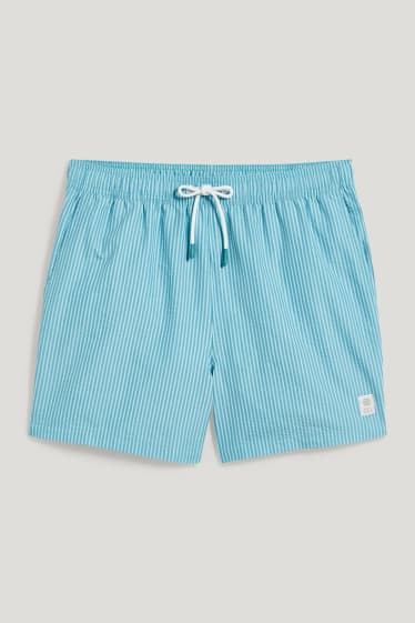 Hommes - Short de bain - à rayures - turquoise