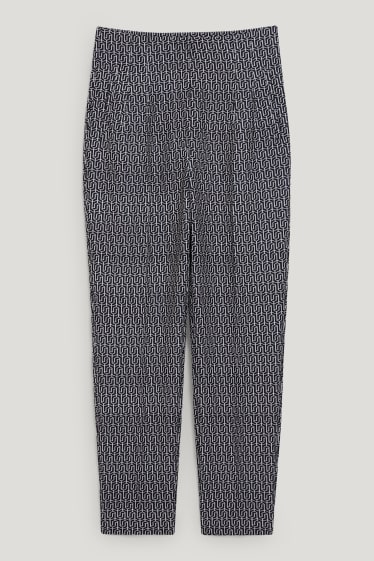 Donna - Pantaloni - vita alta - tapered fit - fantasia - nero / bianco
