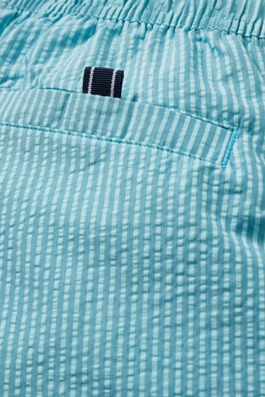 Hommes - Short de bain - à rayures - turquoise