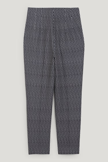 Donna - Pantaloni - vita alta - tapered fit - fantasia - nero / bianco