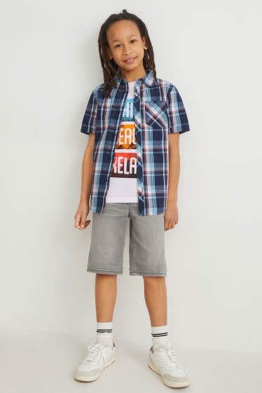 Kids Boys - Set - Hemd und Kurzarmshirt - 2 teilig - blau