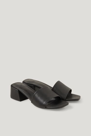 Damen - Sandaletten - Lederimitat - schwarz