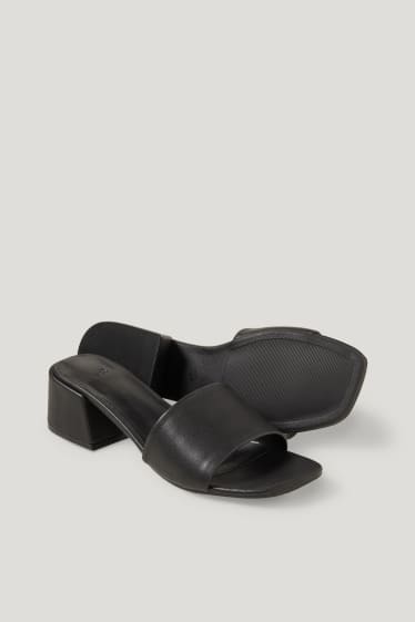 Damen - Sandaletten - Lederimitat - schwarz
