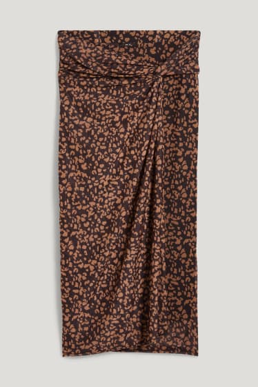 Dames - Rok met geknoopt detail in de stof - met patroon - zwart