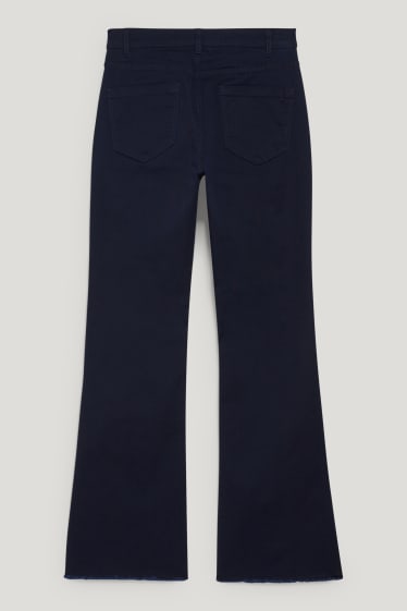 Femmes - Pantalon en toile - high-waist - flared - bleu foncé