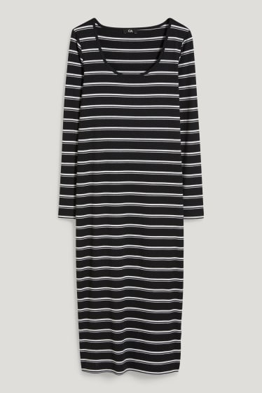Women - Dress - striped - black