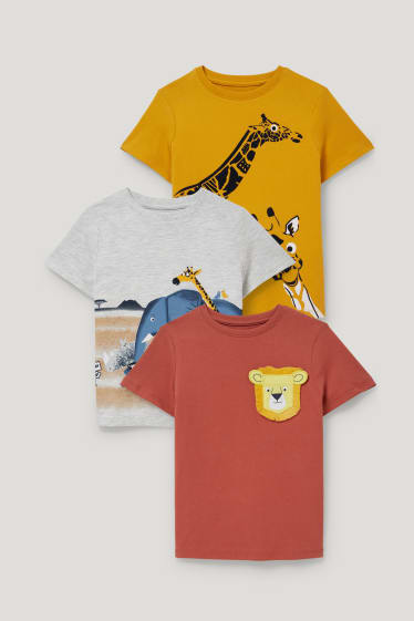 Garçons - Lot de 3 - T-shirts - gris clair chiné