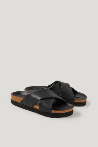 Damen - Sandalen - Lederimitat - schwarz