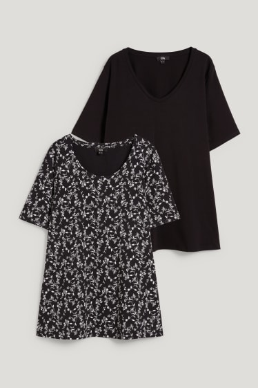 Dames - Set van 2 - T-shirt - LYCRA® - zwart