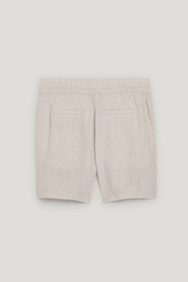 Dames - Basic-short van linnen - mid waist - regular fit - beige