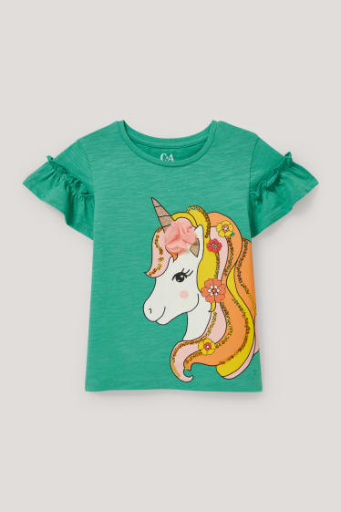 Niñas - Unicornio - camiseta de manga corta - verde