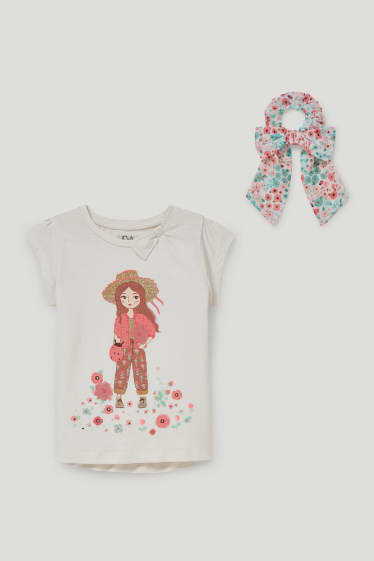 Toddler Girls - Set - T-shirt en scrunchie - 2-delig - wit
