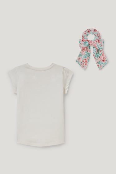 Toddler Girls - Set - T-shirt en scrunchie - 2-delig - wit