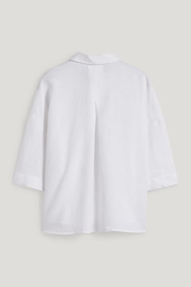 Damen - Leinenbluse - weiss