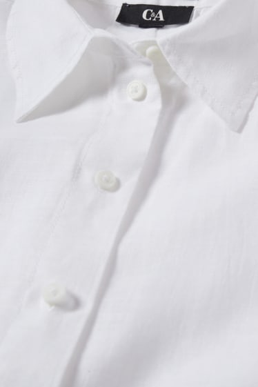 Damen - Leinenbluse - weiss