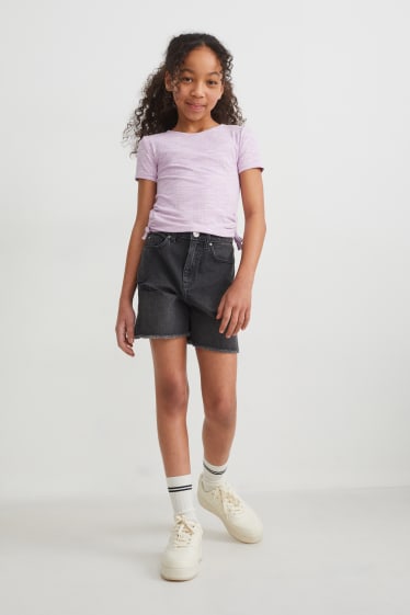 Kids Girls - Bermuda van spijkerstof - zwart