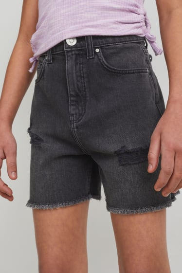 Kids Girls - Bermuda van spijkerstof - zwart