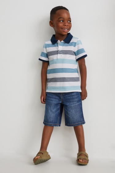 Garçons - Ensemble - polo et short en jean - 2 pièces - bleu