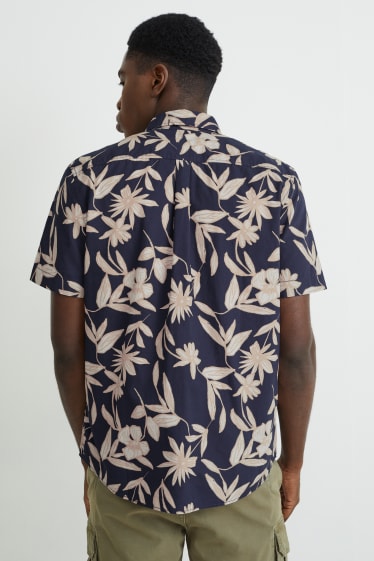 Hommes - Chemise - regular fit - col kent - bleu foncé