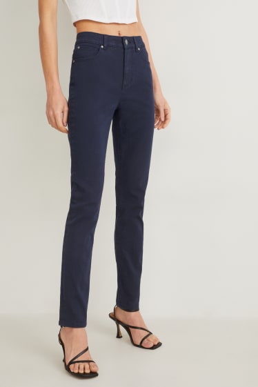 Dámské - Kalhoty - high waist - skinny fit - tmavomodrá