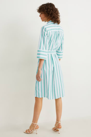 Dona - Vestit camiser - de ratlles - blanc/verd