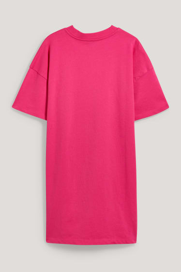 Dames - T-shirtjurk - fuchsiarood