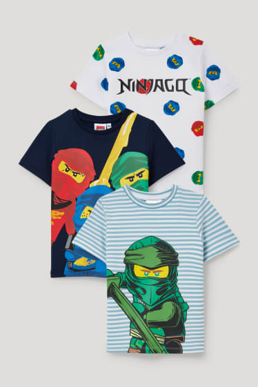 Nen petit - Paquet de 3 - Lego Ninjago - samarreta de màniga curta - blau fosc