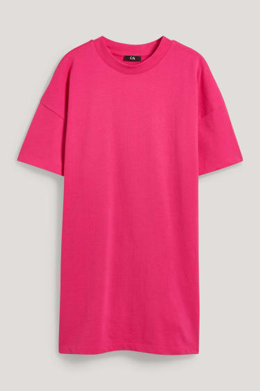 Dames - T-shirtjurk - fuchsiarood