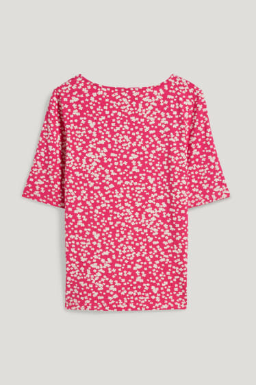 Femmes - T-shirt - à fleurs - rose