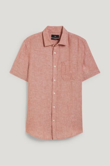 Uomo - Camicia in lino - regular fit - Kent - arancio scuro