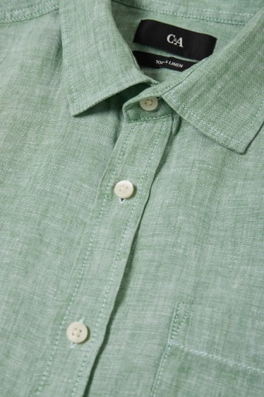 Men - Linen shirt - regular fit - Kent - dark green
