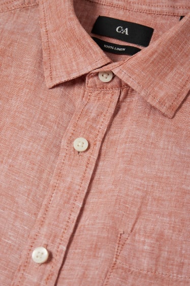 Uomo - Camicia in lino - regular fit - Kent - arancio scuro