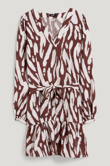 Damen - A-Linien Kleid - gemustert - dunkelbraun