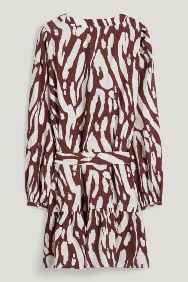 Damen - A-Linien Kleid - gemustert - dunkelbraun