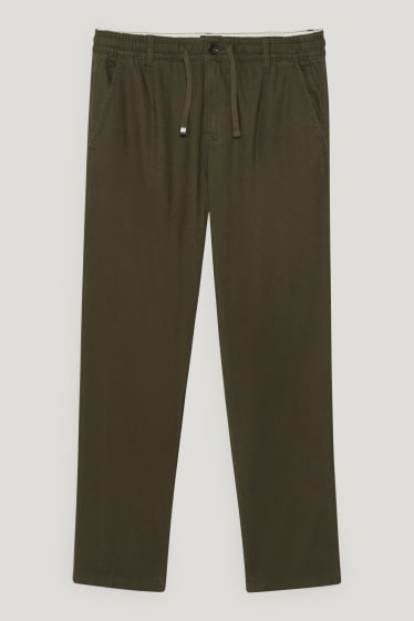 Home - Chino - tapered fit - mescla de lli - verd fosc