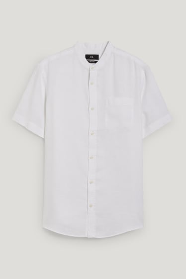 Hombre - Camisa de lino - regular fit - cuello mao - blanco