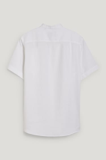 Hombre - Camisa de lino - regular fit - cuello mao - blanco