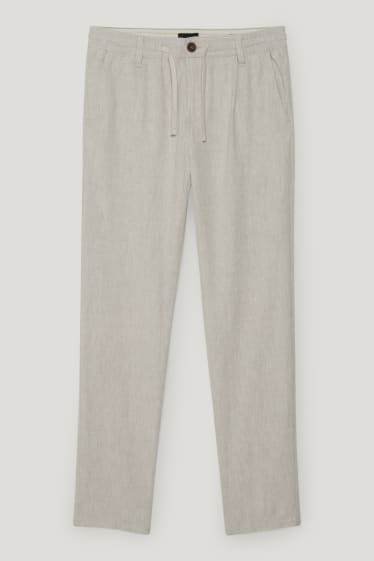 Bărbați - Chino - tapered fit - amestec de in - bej deschis