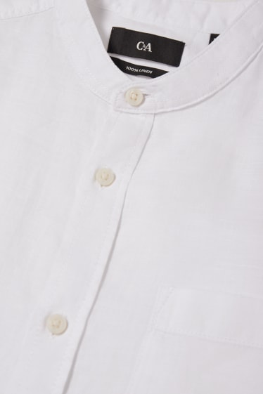 Hombre - Camisa de lino - regular fit - cuello mao - blanco