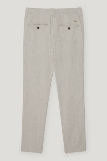 Bărbați - Chino - tapered fit - amestec de in - bej deschis