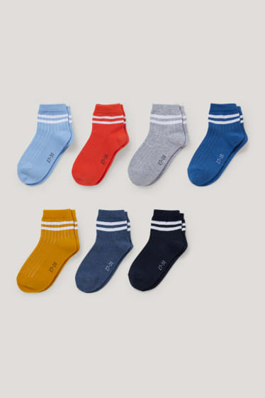 Garçons - Lot de 7 paires - chaussettes - bleu foncé
