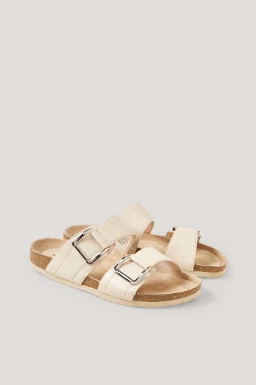 Damen - Sandalen - Lederimitat - hellbeige