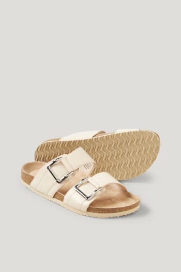 Damen - Sandalen - Lederimitat - hellbeige