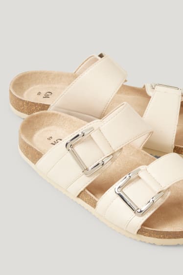 Damen - Sandalen - Lederimitat - hellbeige