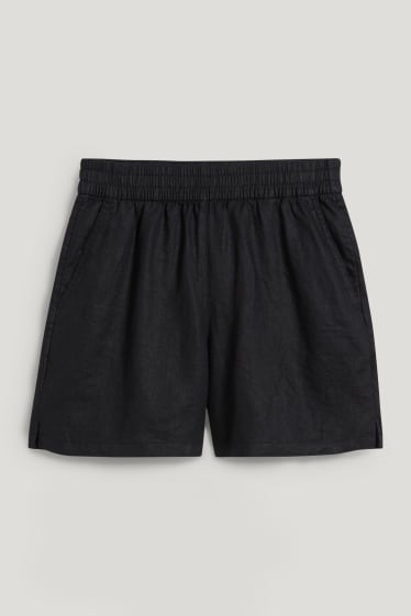 Damen - Leinenshorts - schwarz